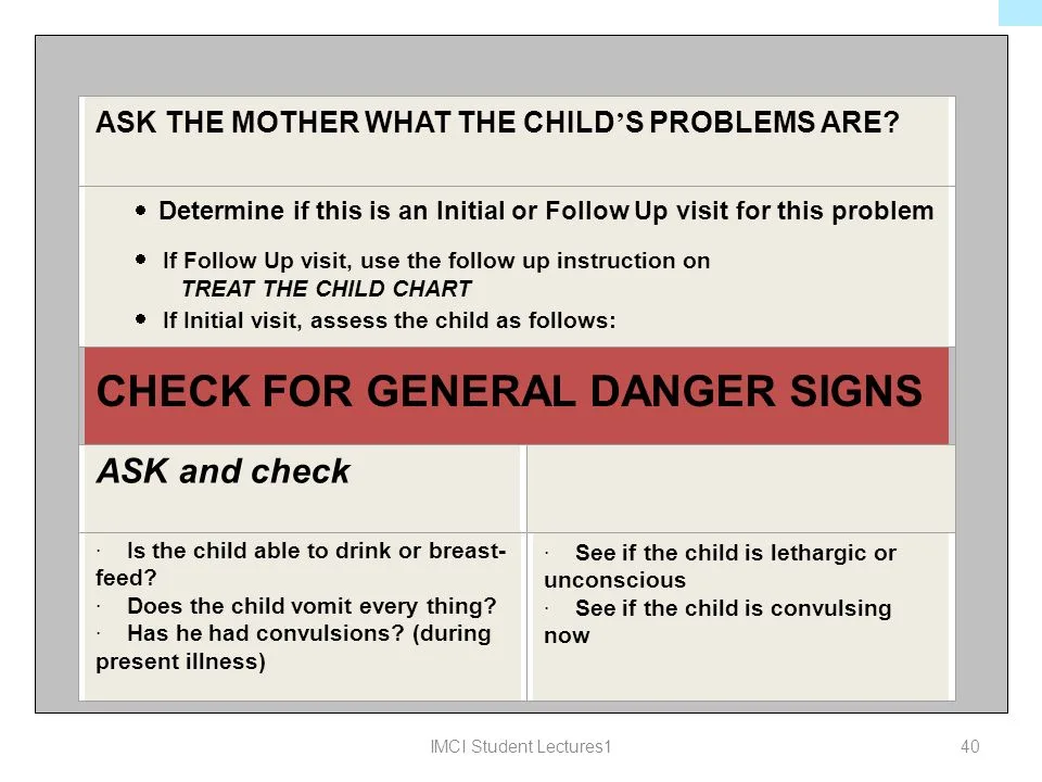 Assessing And Classification Of A Sick Child And General Danger Signs