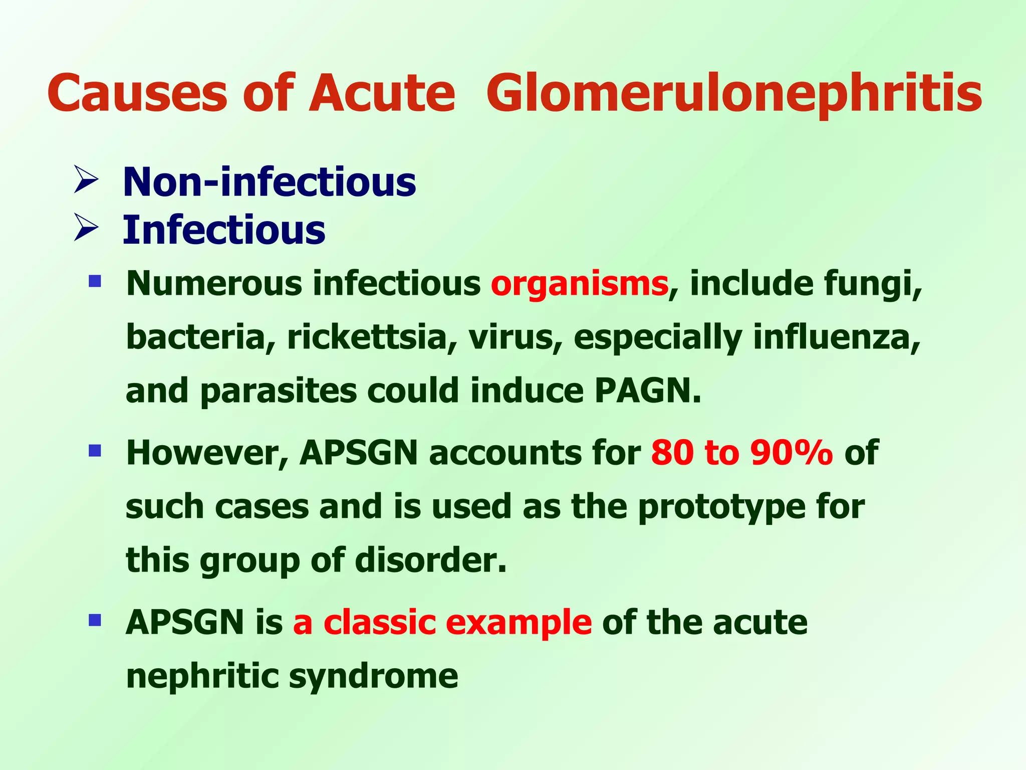 Common Etiologies Causes Of Acute Glomerulonephritis