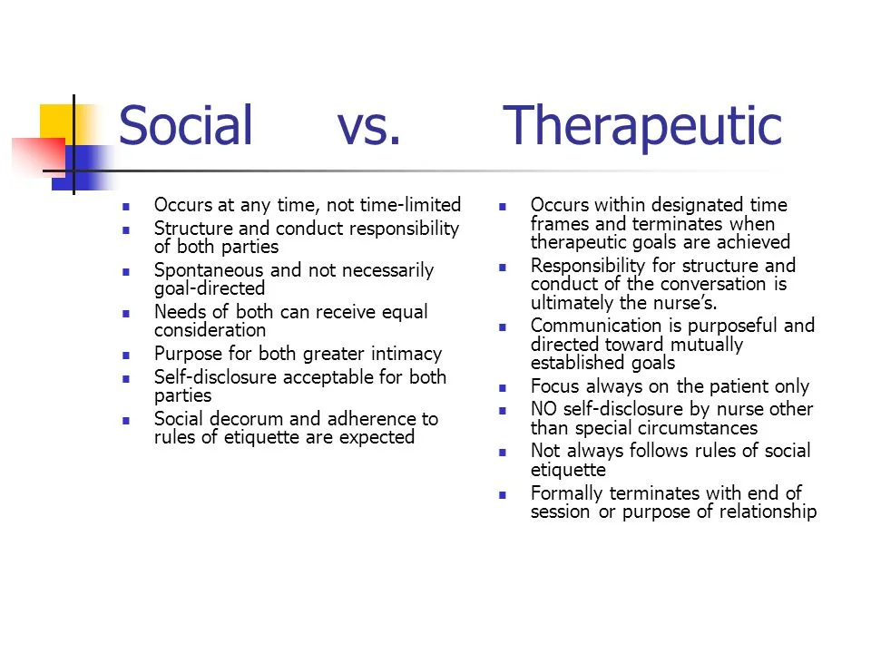 Differences Between Therapeutic And Social Relationship