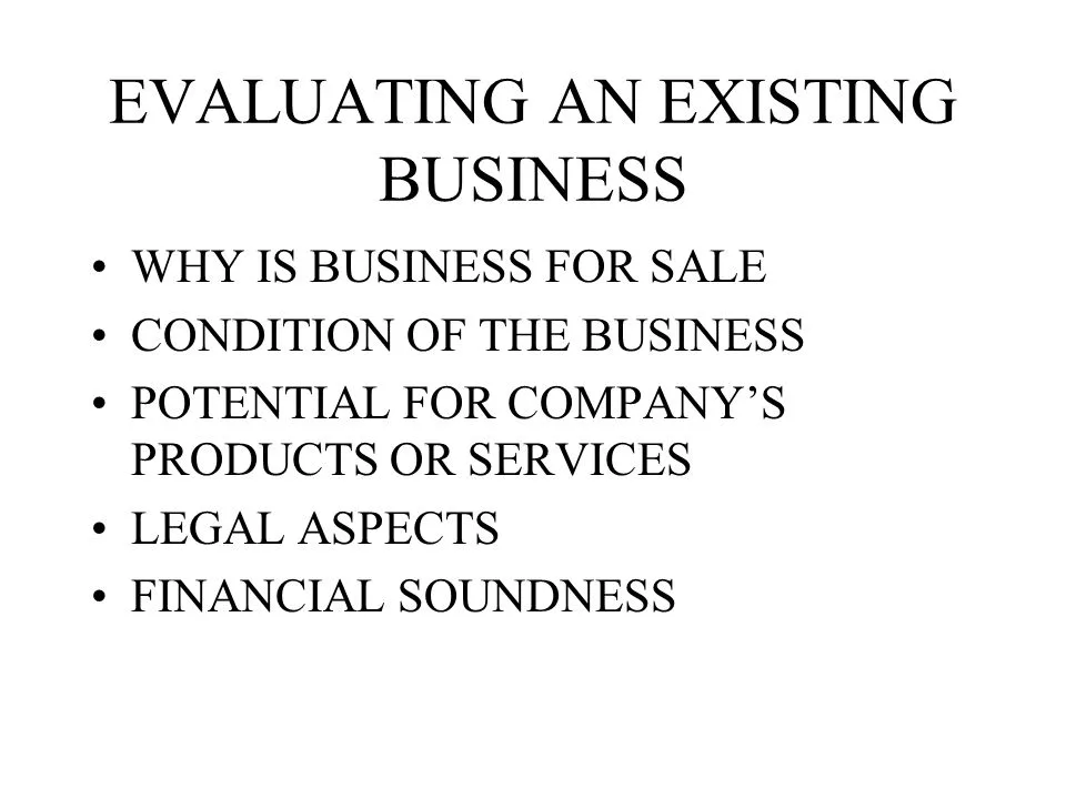 Evaluating An Existing Business