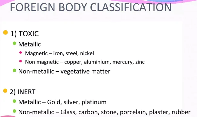Foreign Body Classification 1